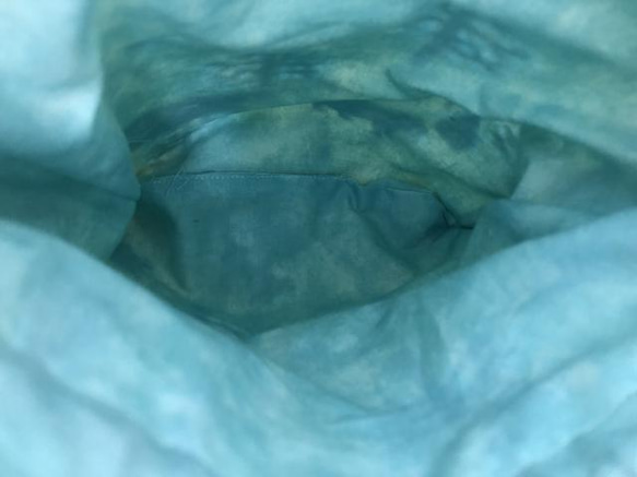 コーデュロイ 巾着バッグ  くすみイエロー  綿100   森の動物   クマ 18×21cm 5枚目の画像