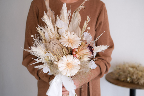 アンティーク感のあるホワイトブーケ＊ドライフラワーブーケ  