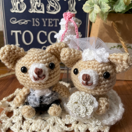 あみぐるみ　ネコちゃんのウエディング　ハンドメイド ねこちゃんのウェルカムドール ウェルカムスペース 結婚式