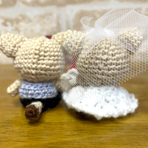あみぐるみ　ネコちゃんのウエディング　ハンドメイド ねこちゃんのウェルカムドール ウェルカムキャット あみぐるみ