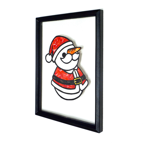 額縁クリスマスツリー アクリル画 24㎝ 原画 絵画 手描き額縁