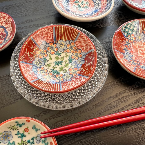 Creema限定】清水焼 手描き豆皿3枚セット 3枚とも中サイズ 小皿 見谷