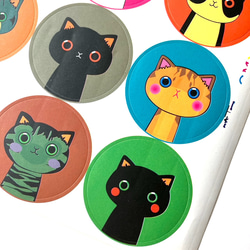 猫9匹シール：100円：2枚目半額：9匹のカラフル可愛い猫さん！！　DIY　シール　ステッカー 3枚目の画像