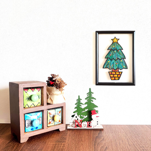ちぎり絵×切り絵】原画アート 『tree（クリスマスツリー）』 絵画 紙の