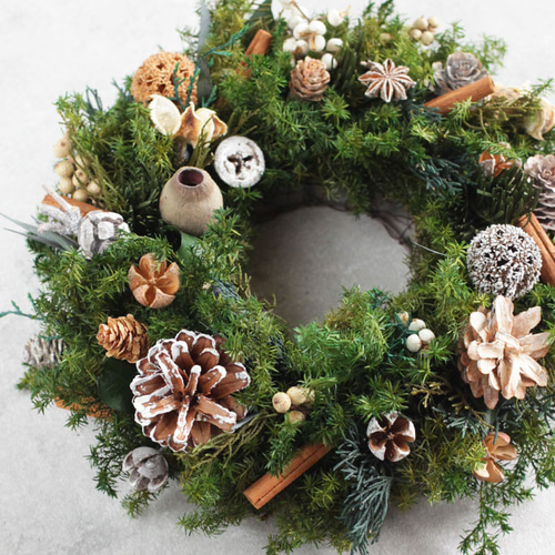 クリスマス2023】キャンドルとリースのセット/葉っぱと木の実の