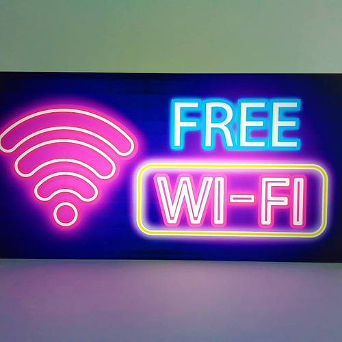 Mサイズ】FREE Wi-Fi フリーエリア 携帯 スマホ 電波 サイン ランプ