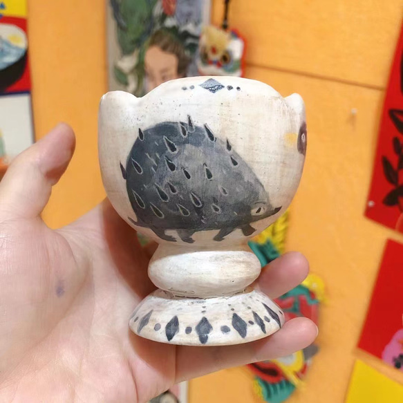 【送料無料】陶器 手描きの小さなカップ | ホームカップ | 手作り | ギフト 1枚目の画像