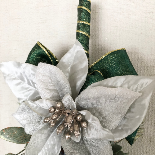 クリスマススワッグ花材は全て高品質アーティフィシャルフラワー お