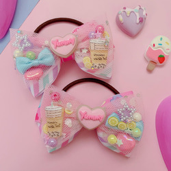 うさぎドーナツ♡ ゆめかわ チュールリボン ツイン ハンドメイド