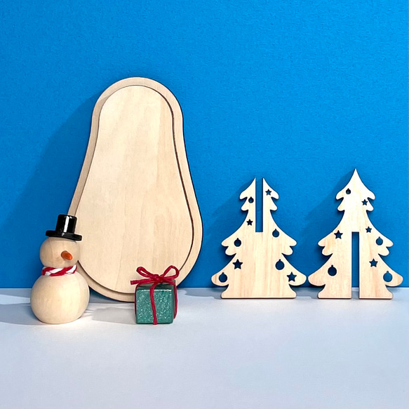 木製☆雪だるまの贈り物　クリスマス飾り オブジェ 15枚目の画像