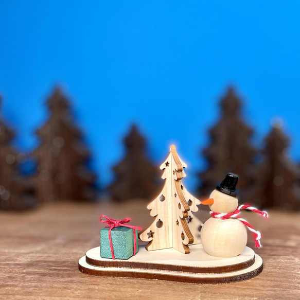 木製☆雪だるまの贈り物　クリスマス飾り オブジェ 12枚目の画像