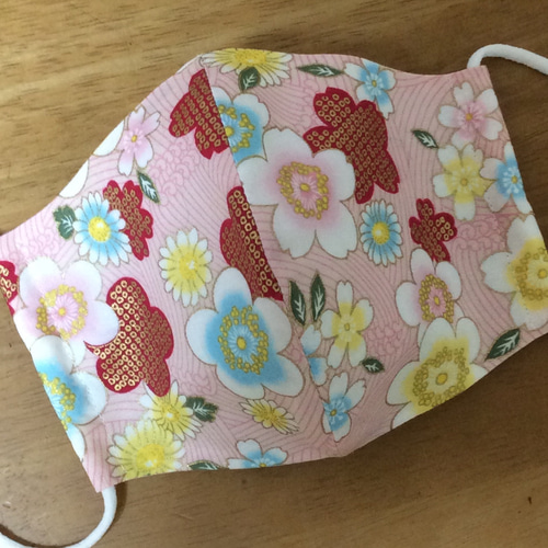送料無料 立体布マスク ハンドメイド マスク かわいい 和柄 花柄 桜 