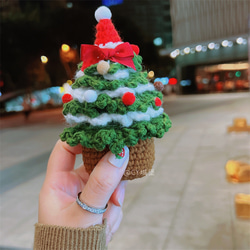 Creema限定クリスマス2022☆クリスマスツリーAirPods 1/2/3/pro ケースcase☆綿製手作り編織り 10枚目の画像