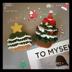 Creema限定クリスマス2022☆クリスマスツリーAirPods 1/2/3/pro ケースcase☆綿製手作り編織り 1枚目の画像
