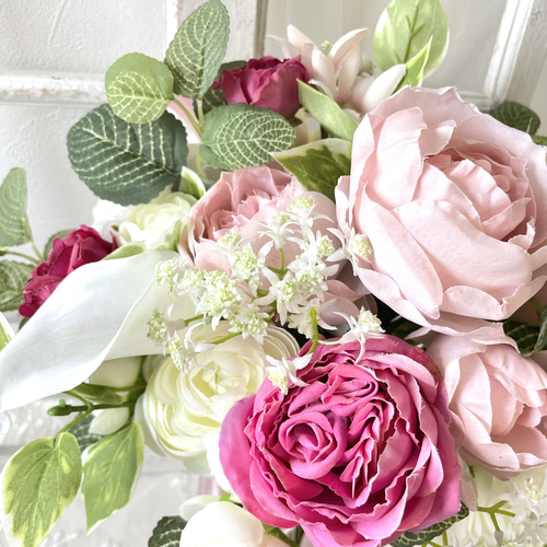 【ブートニア付】ウェディングブーケ　アーティフィシャルフラワー　バラ アーティシャルフラワー】赤バラ ウェディング ブーケ