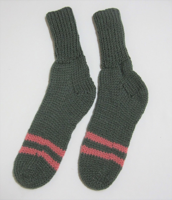靴下　ウール100％手編みなのに安価 大人用Ｋ510 2枚目の画像