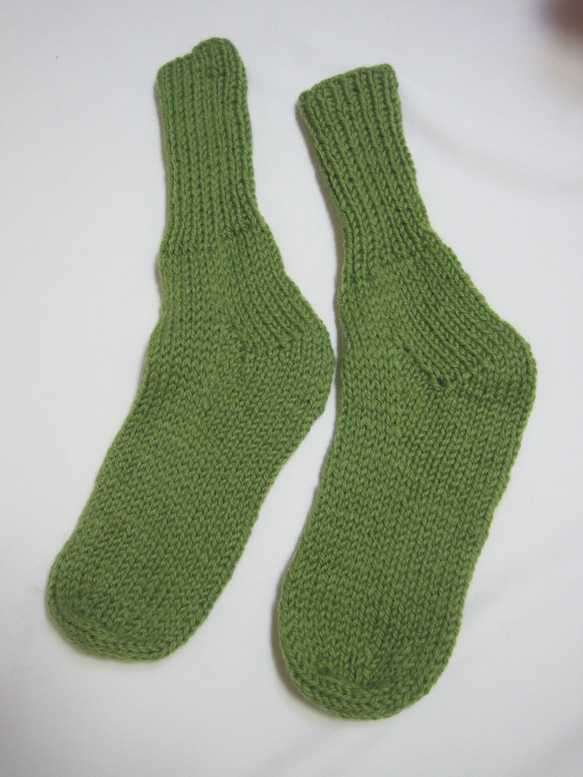 靴下　ウール100％手編みなのに安価 大人用Ｋ525 2枚目の画像