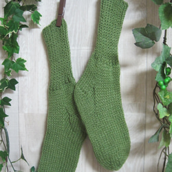 靴下　ウール100％手編みなのに安価 大人用Ｋ525 1枚目の画像