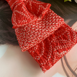 和リボン髪飾り かきつばた(赤)　kimono bow  Kakitsubata red 3枚目の画像