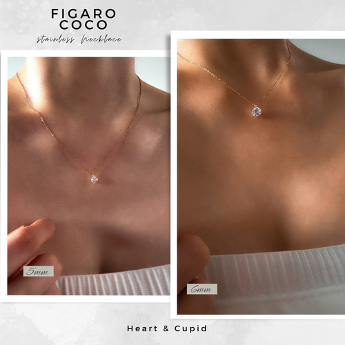 FIGARO】つけっぱなしOK♡Heart & Cupid♡CZダイヤモンド一粒 FIGARO】つけっぱなしOK♡Heart & Cupid♡CZダイヤモンド一粒