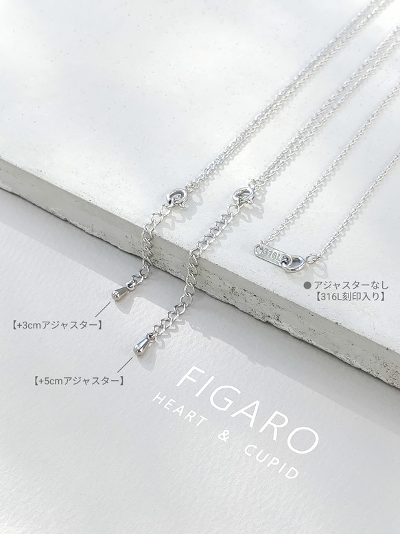 【FIGARO】つけっぱなしOK♡Heart & Cupid♡CZダイヤモンド一粒ネックレスSUS316L/18K仕上げ 5枚目の画像