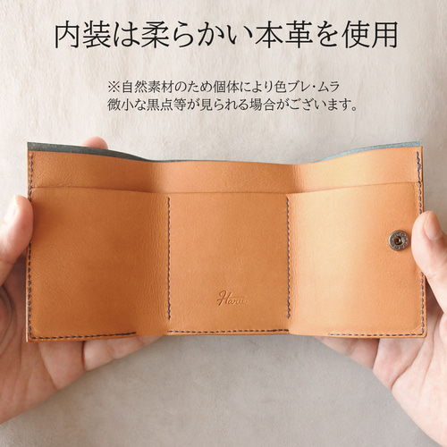 コンパクトなミニ財布 ブルー 外側ボックスコインケースで使いやすい ...