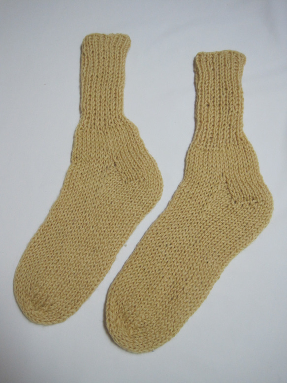 靴下　ウール100％手編みなのに安価 大人用大き目K584 2枚目の画像