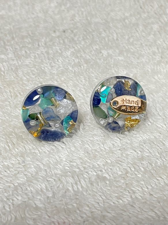 天然石風ピアス⭐︎ブルー ピアス（スタッド・一粒） JEMINIKE 通販 