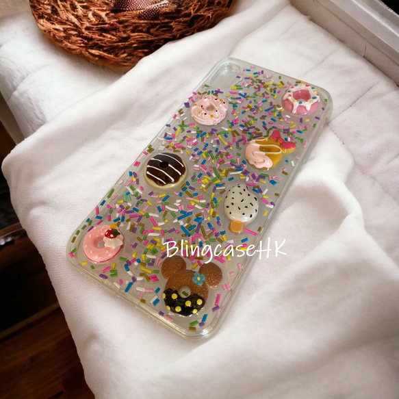 送料無料 樹脂 可愛い ドーナツ iPhone 15 全機種対応 Samsung S24 ケース クリア スマホケース 3枚目の画像