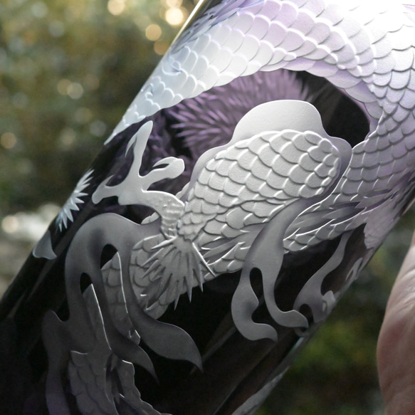 「龍」花器　辰　縁起物　サンドブラスト　紫 9枚目の画像