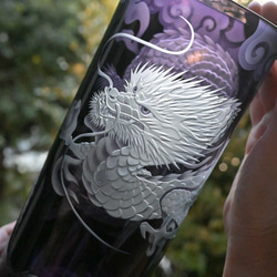 「龍」花器　辰　縁起物　サンドブラスト　紫 6枚目の画像