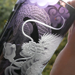 「龍」花器　辰　縁起物　サンドブラスト　紫 2枚目の画像