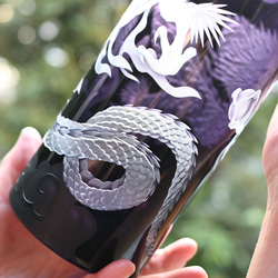 「龍」花器　辰　縁起物　サンドブラスト　紫 5枚目の画像