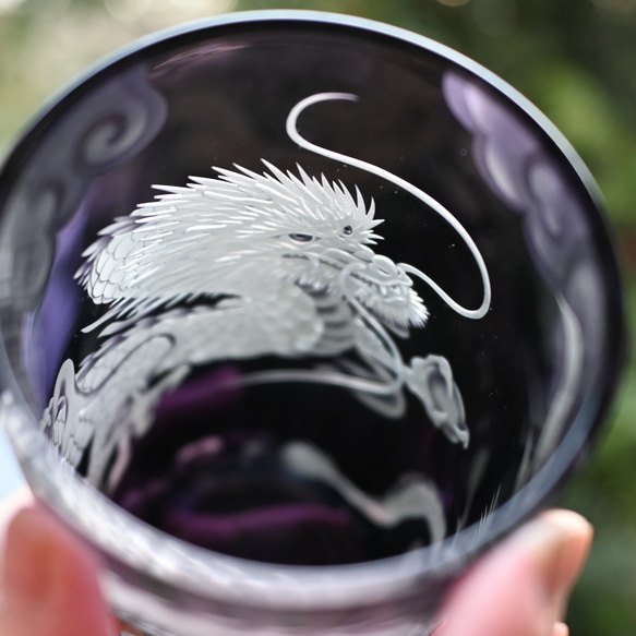 「龍」花器　辰　縁起物　サンドブラスト　紫 13枚目の画像