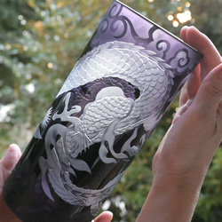 「龍」花器　辰　縁起物　サンドブラスト　紫 4枚目の画像