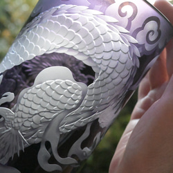 「龍」花器　辰　縁起物　サンドブラスト　紫 8枚目の画像