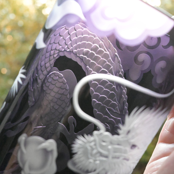 「龍」花器　辰　縁起物　サンドブラスト　紫 7枚目の画像