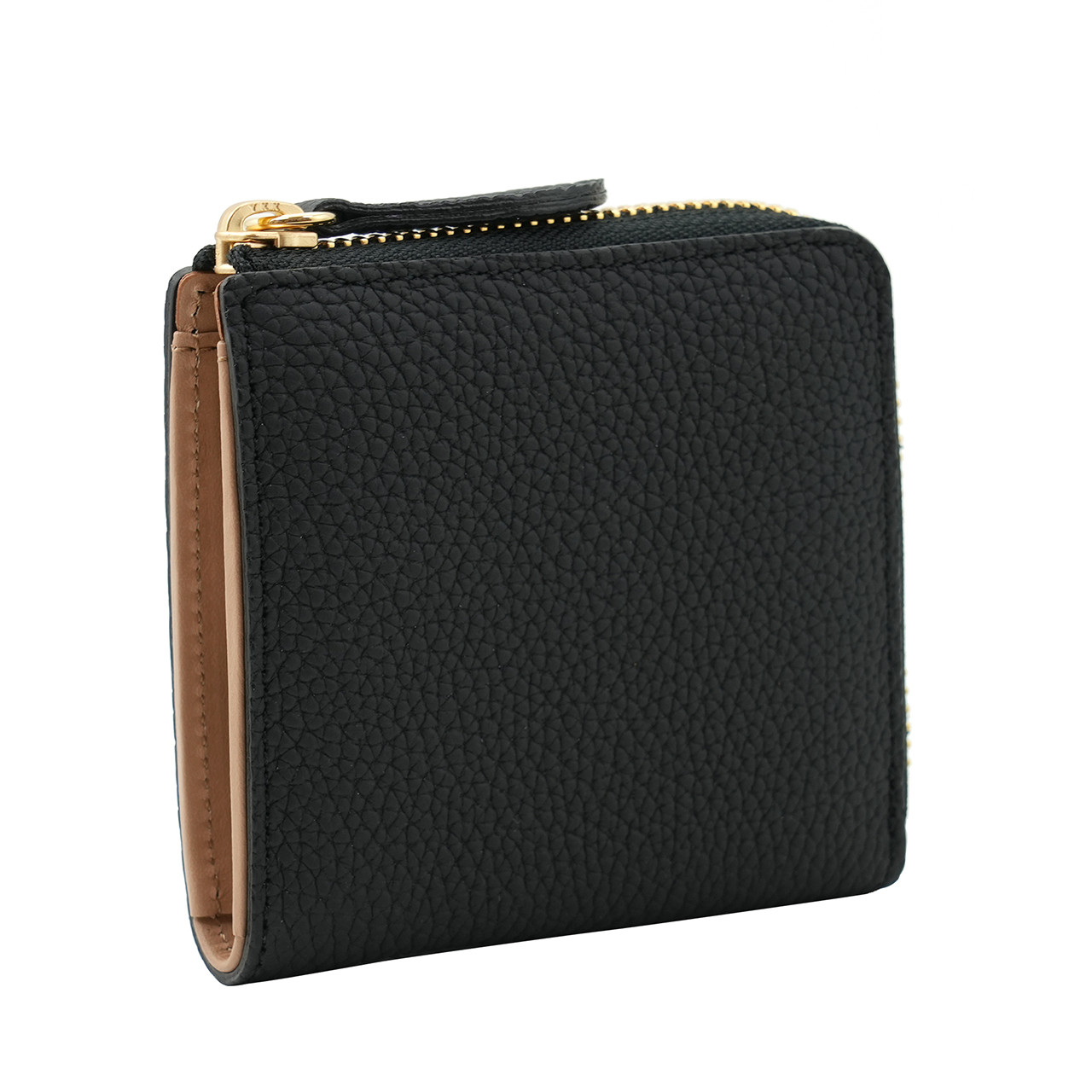 ドイツシュリンク マチ付き L字ファスナー ミニウォレット 黒　No1026-10