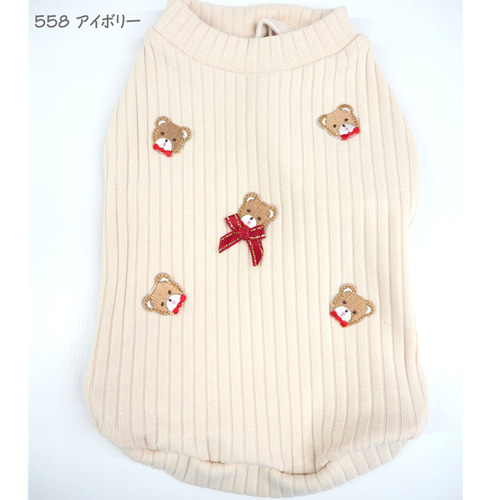 Tシャツ トップス リボン ベア アイボリー ココア ドッグウェア 小型犬