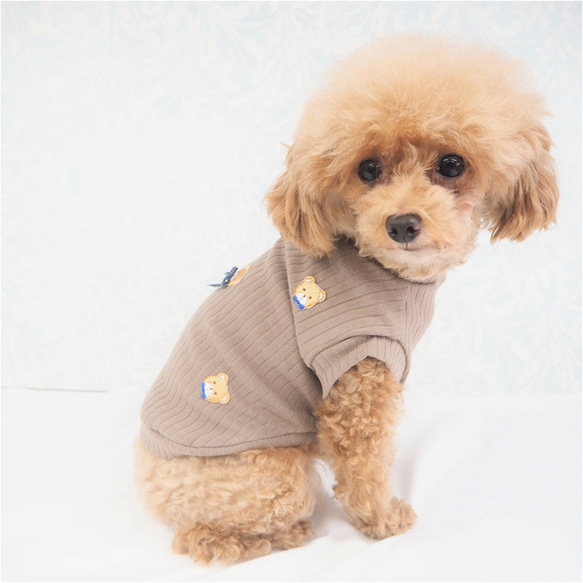 Tシャツ トップス リボン ベア アイボリー ココア ドッグウェア 小型犬用 犬服 猫服 ペット P558 P559 8枚目の画像
