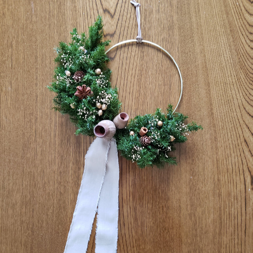 クリスマスハーフリース♪︎シック プリザーブドフラワーリース リース