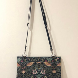 ダブルファスナーポシェット　いちご泥棒黒 2枚目の画像