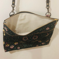 ダブルファスナーポシェット　いちご泥棒黒 4枚目の画像