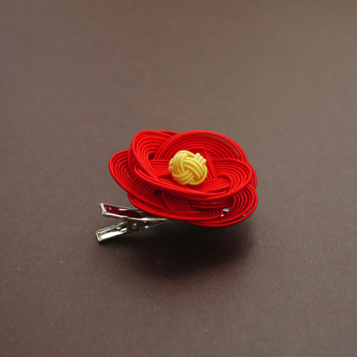 水引 紅白の椿 髪飾り ヘアクリップ【2個セット】 ヘアクリップ