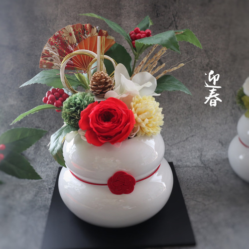 2025年 鏡餅のお正月アレンジ ❁ クリアケース付き お正月飾り 縁起物