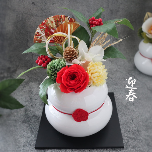 2025年 鏡餅のお正月アレンジ ❁ クリアケース付き お正月飾り 縁起物