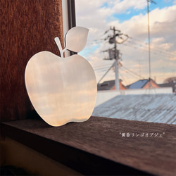 受注生産品 黄昏リンゴのオブジェ ステンレス 鏡面材  厚さ3mm 1枚目の画像