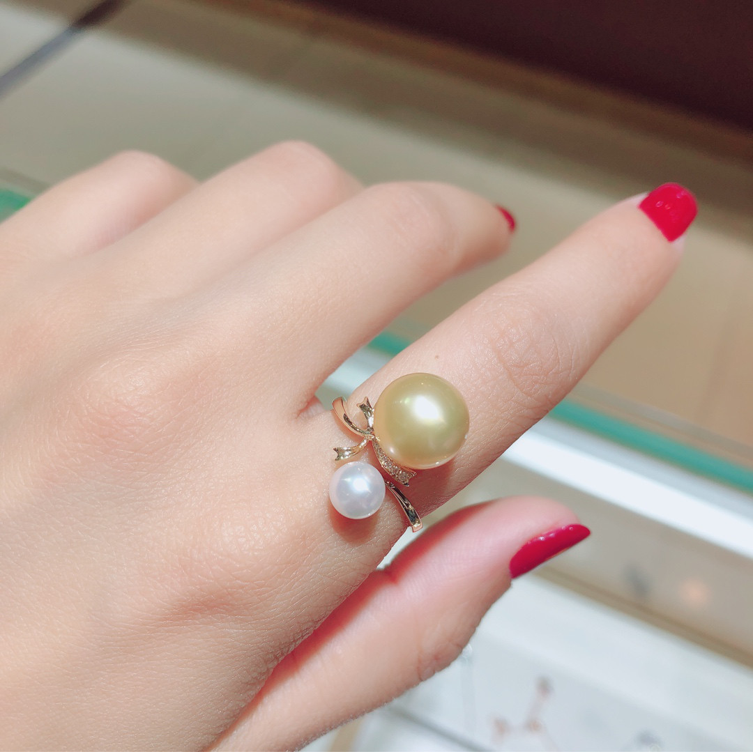 安い新作 南洋真珠&あこや真珠 リングk18 指輪・リング パール大好き