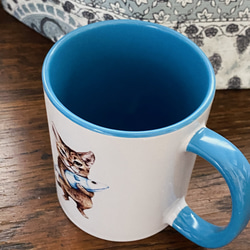 ネコマグカップ  食いしん坊のゾロ君ブルー　ポストカード付き 3枚目の画像