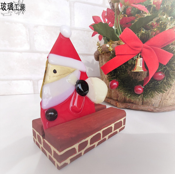 【受注作成】サンタクロース　煙突　横向きサンタ　クリスマス　クリスマスプレゼント　不透明 3枚目の画像